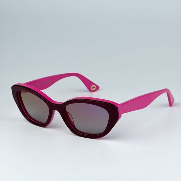 SALE! NEW Gucci GG1638S 003 Burgundy Fuchsia Mirrored Women Cat Eye Sunglasses main image 6
